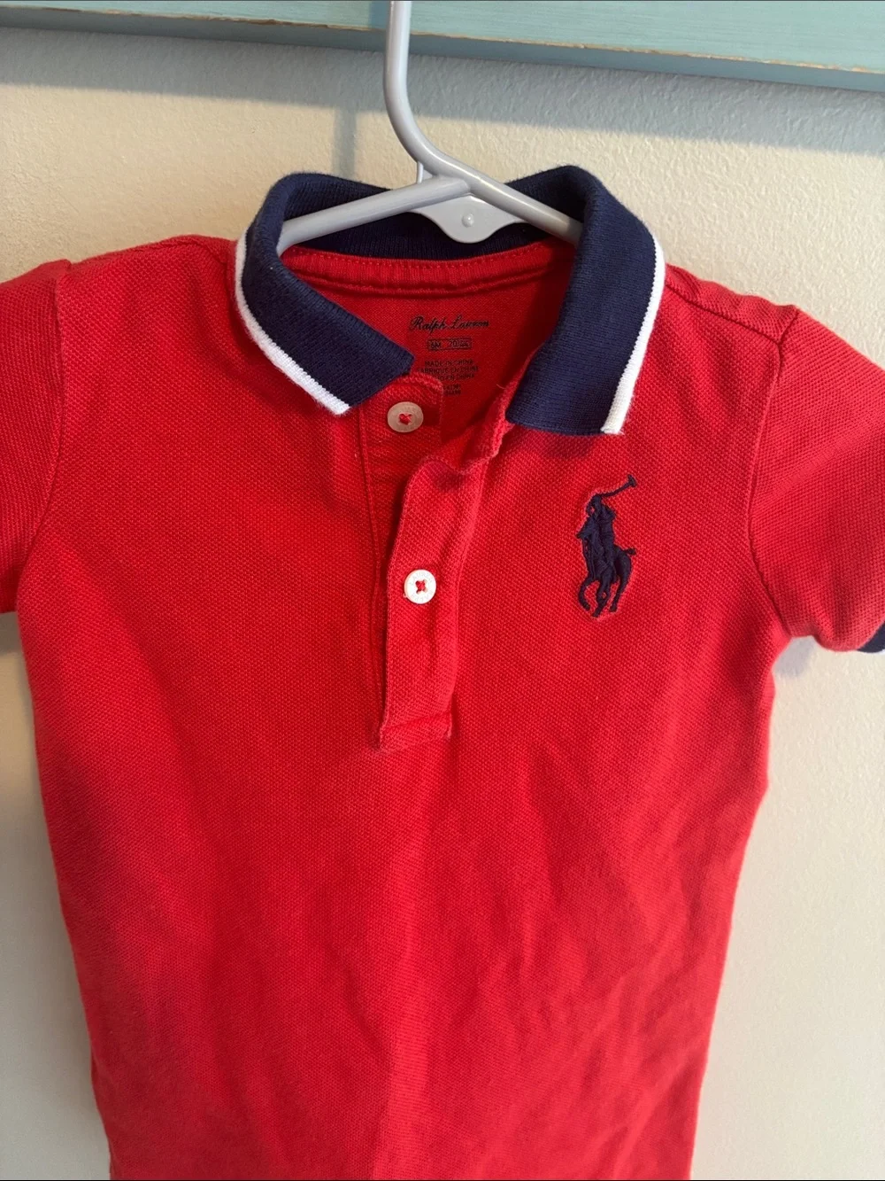 Polo Ralph Lauren Baby Boys Red Short Sleeve Collared Polo Romper Bodysuit 6M